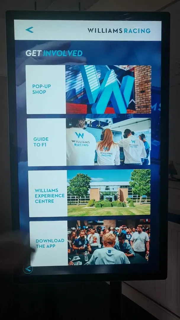 Get involved page: pop-up shop, guide to F1, experience centre and app
